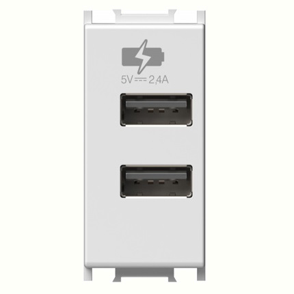 TEM-EM67PW-U - Priza incarcator USB dubla, 2.4A 5V 1 modul, Alb