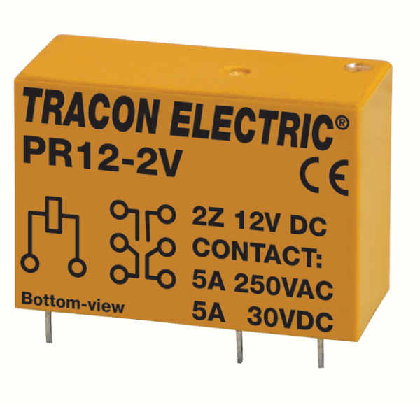 TR.PR12-2V - Releu Print, 12V DC / 2×CO (5A, 230V AC / 30V DC)