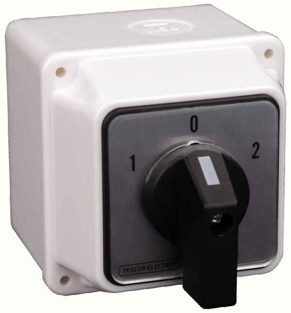 TR.TKV-206/3T - Selector 1-0-2, in carcasa, 400V, 50Hz, 20A, 2×3P, 5,5kW, 48×48mm, 60°, IP44