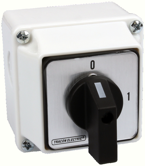 TR.TK-329/3T - Intrerupator manual, ON-OFF, in carcasa, 400V, 50Hz, 32A, 3P, 11kW, 64×64mm, 90°, IP44