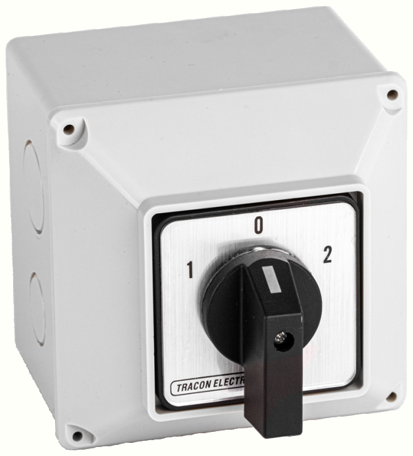 TR.TK-326/4T65 - Intrerupator manual, ON-OFF, in carcasa, 400V, 50Hz, 32A, 4P, 11kW, 64×64mm, 60°, IP65