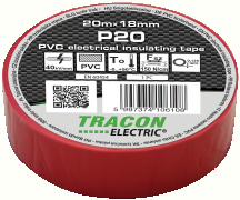 Tr.Banda Izolatoare Rosie 20M - P20, 20m×18mm, PVC, 0-90°C, 40kV/mm