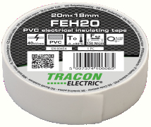 Tr.Banda Izolatoare Alba 20M - FEH20, 20m×18mm, PVC, 0-90°C, 40kV/mm