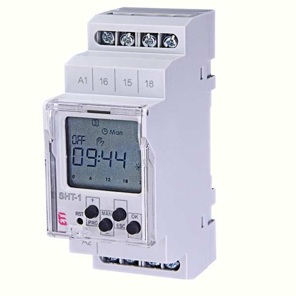 ETI-SHT-1/230V - Ceas programabil digital, montaj pe sina, AC 230 V (50/60 Hz)-zilnic , saptamanal 1 canal, t(min)=1s